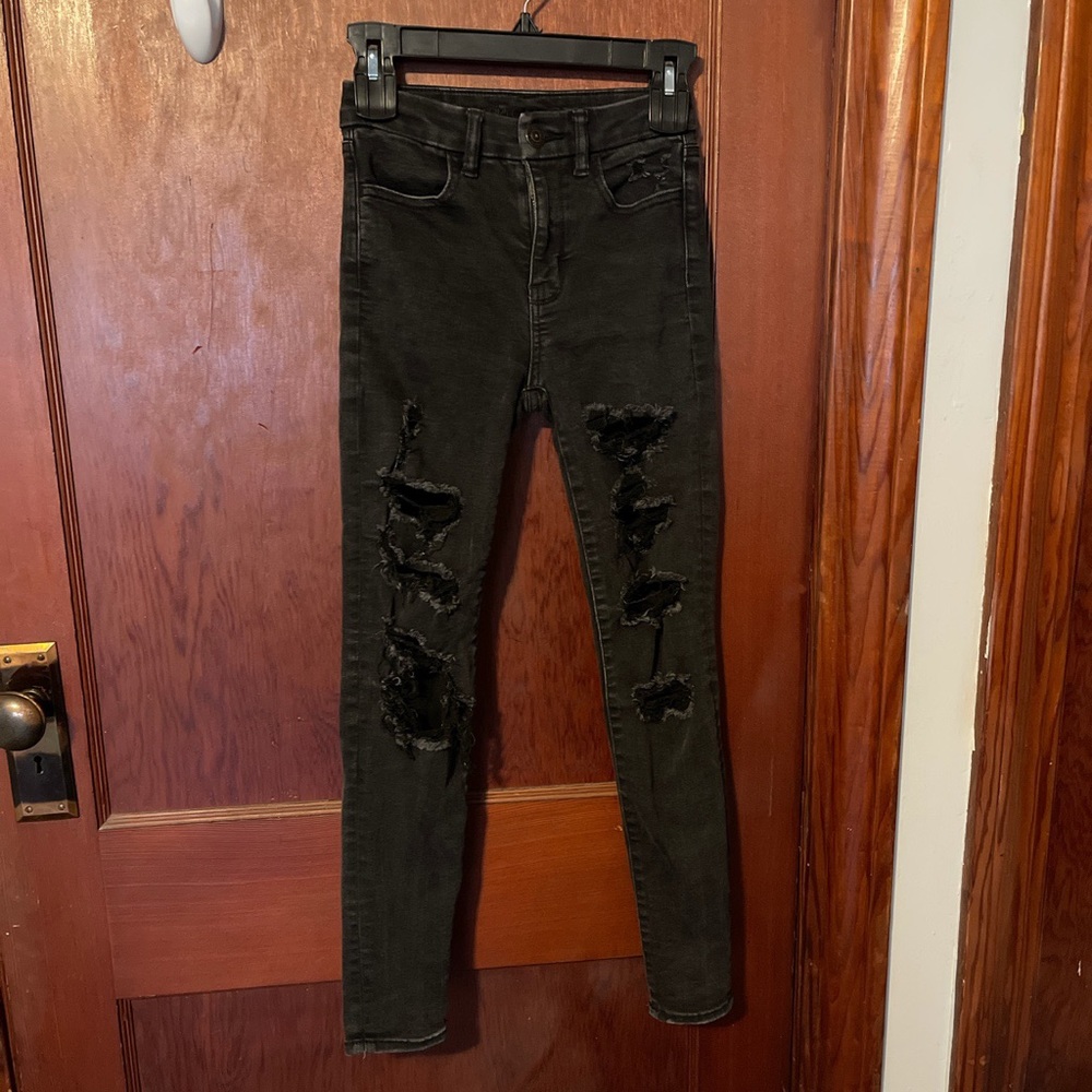 American eagle black curvy high rise jeggings 00